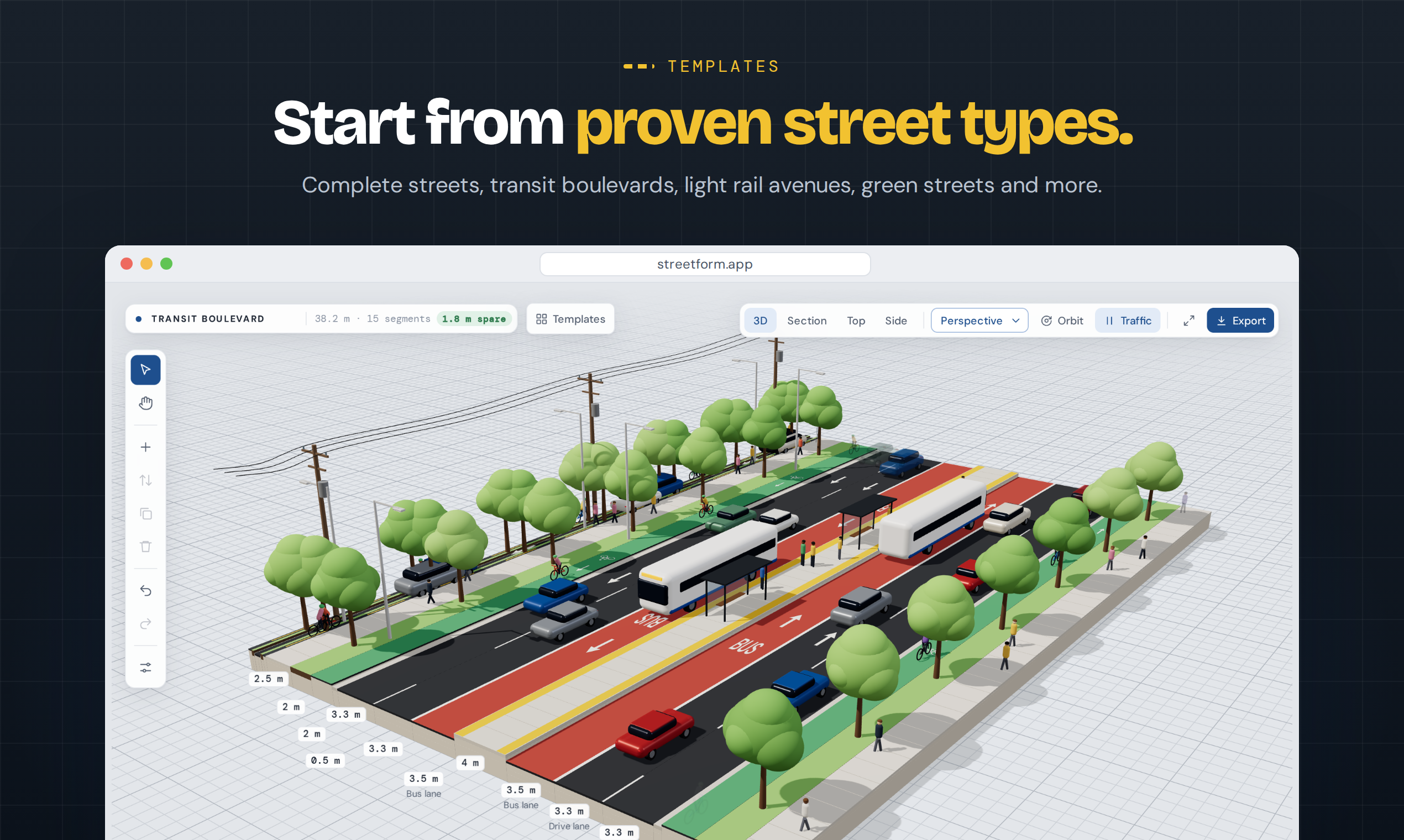 Streetform's street templates